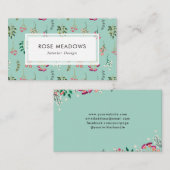 Carte De Visite Motif de fleurs sauvages de Boho (Devant / Derrière)