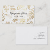 Carte De Visite motif de fougères de feuille d'or faux (Devant / Derrière)