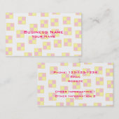 Carte De Visite Motif de gâteau de Battenburg. Rose et jaune (Devant / Derrière)