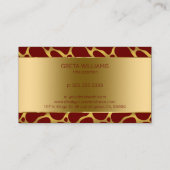Carte De Visite Motif de girafe abstraite or et rouge (Dos)