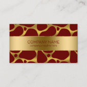 Carte De Visite Motif de girafe abstraite or et rouge (Devant)