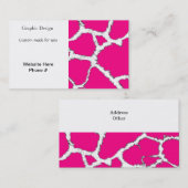 Carte De Visite Motif de girafe rose et blanche (Devant / Derrière)