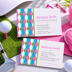 Carte De Visite Motif de golf Argyle coloré professionnel de golf