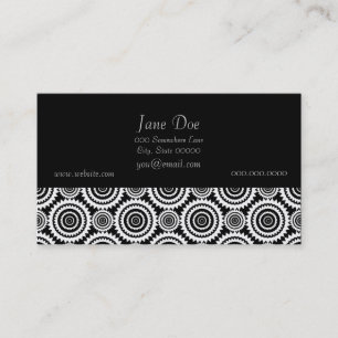 Carte De Visite Motif de kaléidoscope noir et blanc de design mode