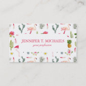 Carte De Visite Motif de ketmie d'ananas de cactus de Flamant rose (Devant)