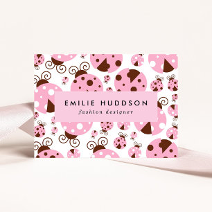 Carte De Visite Motif De Ladybugs, Mignons Ladybugs, Pink Ladybugs