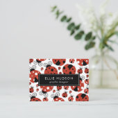 Carte De Visite Motif De Ladybugs, Mignons Ladybugs, Red Ladybugs (Debout devant)