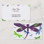 Carte De Visite Motif de libellules - Bleu, Vert et Violet (Devant / Derrière)