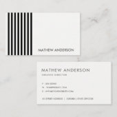 CARTE DE VISITE MOTIF DE LIGNE BLANCHE BLANCHE NOIR VIDE ET MODERN (Devant / Derrière)