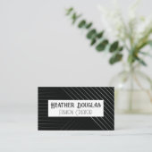 Carte De Visite Motif de ligne élégant | Blanc noir classique (Debout devant)