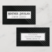 Carte De Visite Motif de ligne élégant | Blanc noir classique (Devant / Derrière)