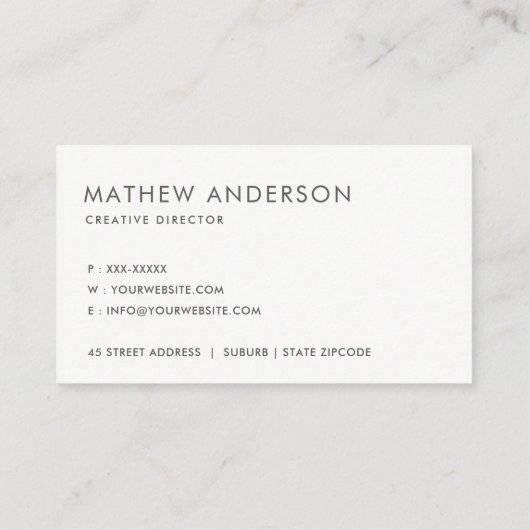 CARTE DE VISITE MOTIF DE LIGNE EN LIGNE BLANCHE MODERNE (Dos)