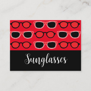 Carte De Visite Motif de lunettes de soleil rouge noir