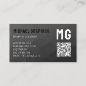 Carte De Visite Motif de maillage géométrique gris foncé Code QR M (Devant)