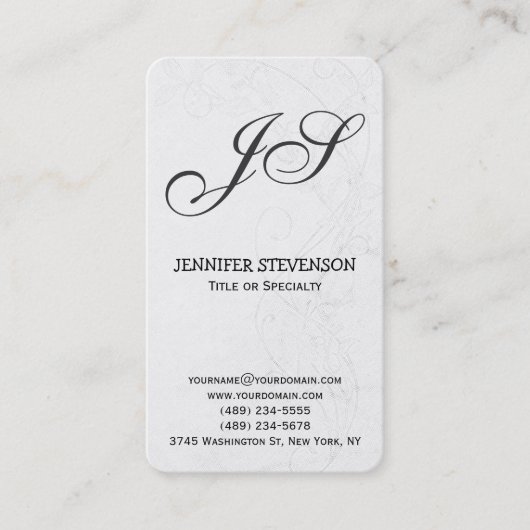 Carte de visite Motif de monogramme du coin arrond (Devant)