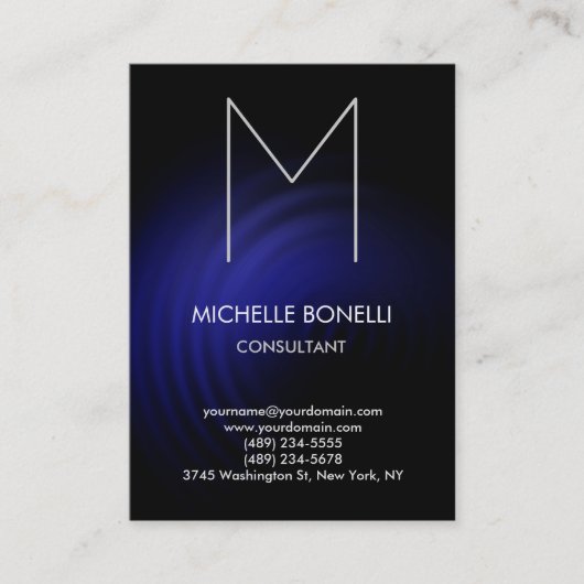 Carte de visite motif de monogramme noir moderne (Devant)