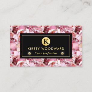 Carte De Visite Motif de mosaïque de rose rose élégant