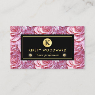 Carte De Visite Motif de mosaïque de rose rose élégant