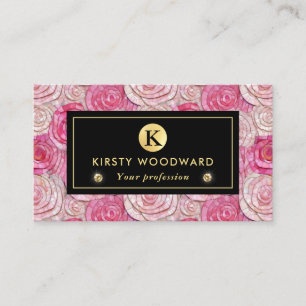 Carte De Visite Motif de mosaïque de rose rose élégant