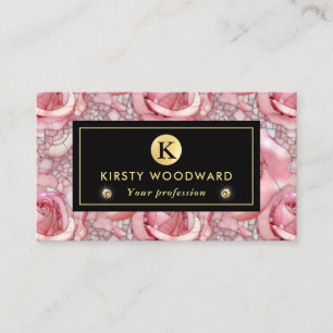 Carte De Visite Motif de mosaïque de rose rose élégant