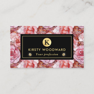 Carte De Visite Motif de mosaïque de rose rose élégant