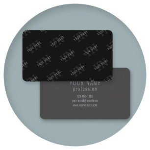 Carte De Visite Motif de nom en monogramme gris très foncé et noir