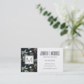 Carte De Visite Motif de palme aquarelle| Monogramme (Debout devant)