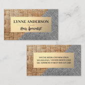 Carte De Visite Motif de panier | Tissu gris lin (Devant / Derrière)