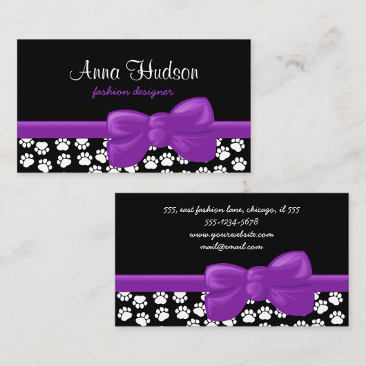 Carte De Visite Motif De Pâtes, Groomer De Chiens, Marcheur De Chi (Devant / Derrière)