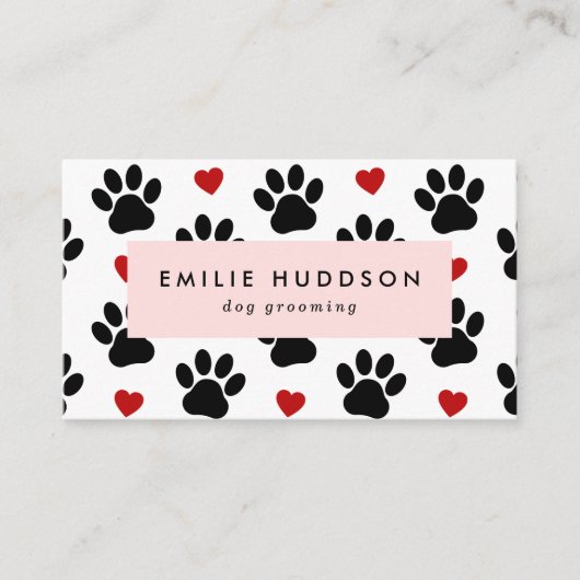 Carte De Visite Motif De Pâtes, Groomer De Chiens, Marcheur De Chi (Devant)