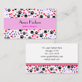 Carte De Visite Motif De Pâtes, Groomer De Chiens, Marcheur De Chi (Devant / Derrière)