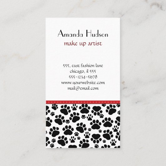 Carte De Visite Motif De Pâtes, Groomer De Chiens, Marcheur De Chi (Dos)