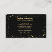 Carte De Visite Motif de peinture dorée moderne sur noir (Dos)
