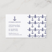 Carte De Visite Motif de phare d'Ancres nautiques White & Navy (Dos)