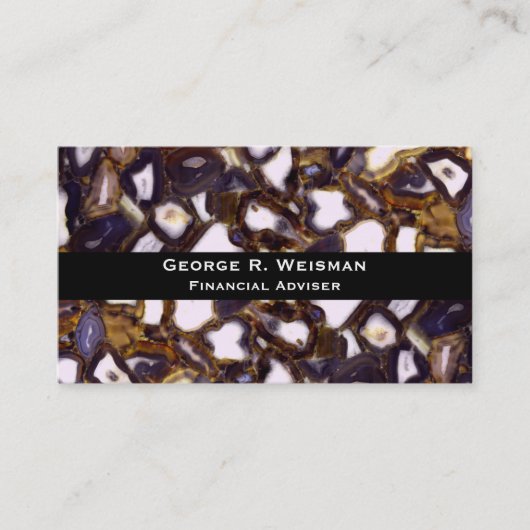 Carte De Visite Motif de pierre d'agate marron violet blanc (Devant)