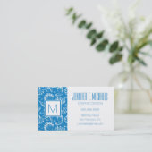 Carte De Visite Motif de plage Monogramme Blue (Debout devant)