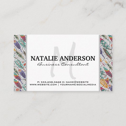 Carte De Visite Motif de plumes et de tourbillons (Devant)