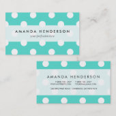 Carte De Visite Motif de point bleu turquoise de polka (Devant / Derrière)