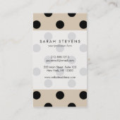 Carte De Visite Motif de point noir de polka - Tan (Dos)