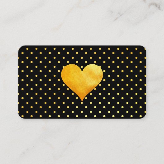 Carte De Visite Motif de point Polka Coeur Or Cutesy (Devant)