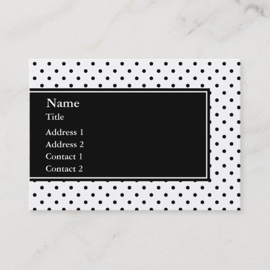 Carte De Visite Motif de points Polka noir et blanc (Devant)