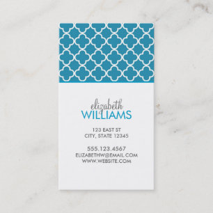 Carte De Visite Motif de Quatrefoil de bleu d'océan