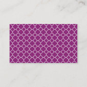 Carte De Visite Motif de Quatrefoil mauve avec monogramme (Dos)