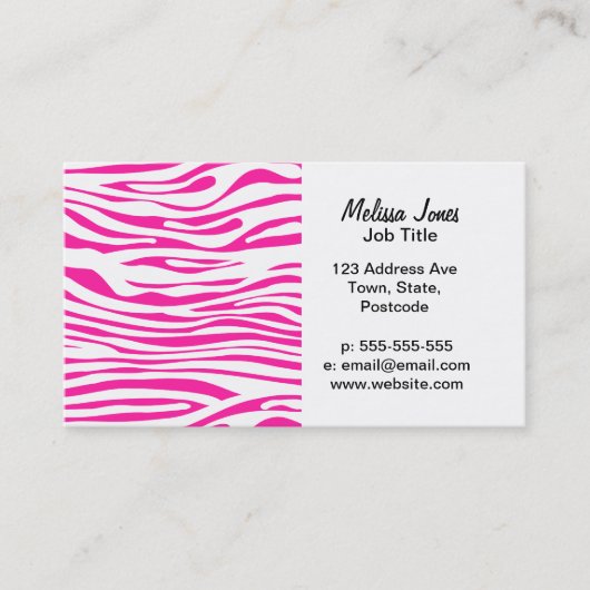 Carte De Visite Motif de rayure de zèbre de roses indien (Devant)