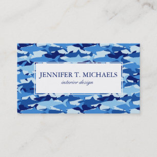 Carte De Visite Motif de requin bleu de monogramme