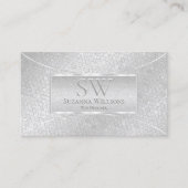 Carte De Visite Motif de serpent argenté élégant avec Monogramme (Devant)