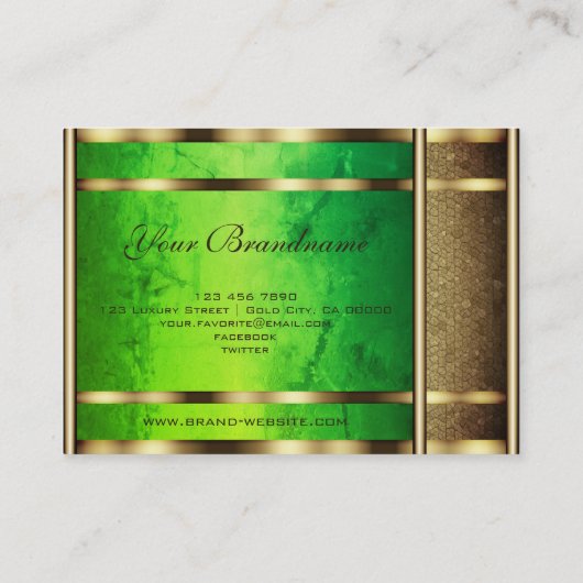 Carte De Visite Motif de serpent doré clinquant en marbre vert (Dos)