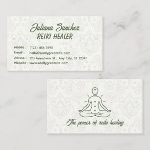 Carte De Visite Motif de spirale blanche Lotus minimaliste Reiki