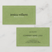 Carte De Visite Motif de texture de lin vert (Devant / Derrière)