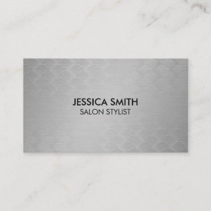 Carte De Visite Motif de tissage en argent métallique brossé et en